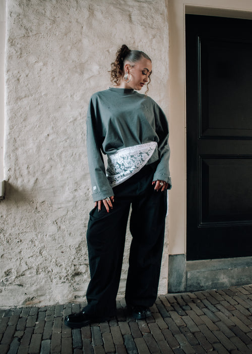 Model wearing sustainable Unisex long sleeve by anaïstudios